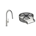 Kraus Oletto Single Handle Pull Down Kitchen Faucet in Spot Free Stainless Steel, KPF-2820SFS + KRAUS CleanMate Glass Rinser for Kitchen Sink in Spot-Free Stainless Steel, KGR-500SFS