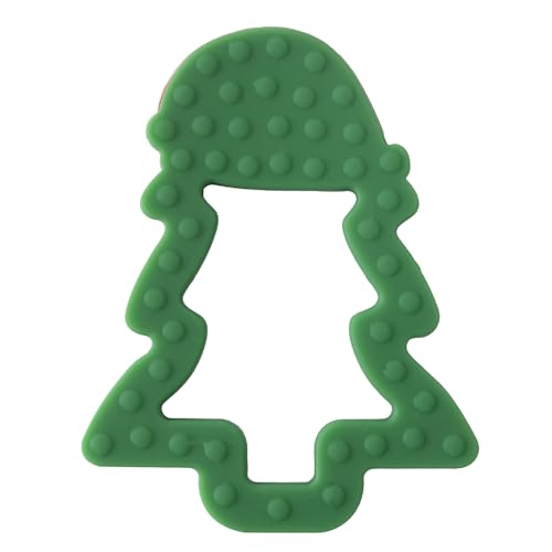 Image of Jimibaby Silicone Teether - Christmas Teething Toy for Baby Boys & Girls, Perfect Stocking Stuffer, Comes with Gift Package (Christmas Hat) (Green)
