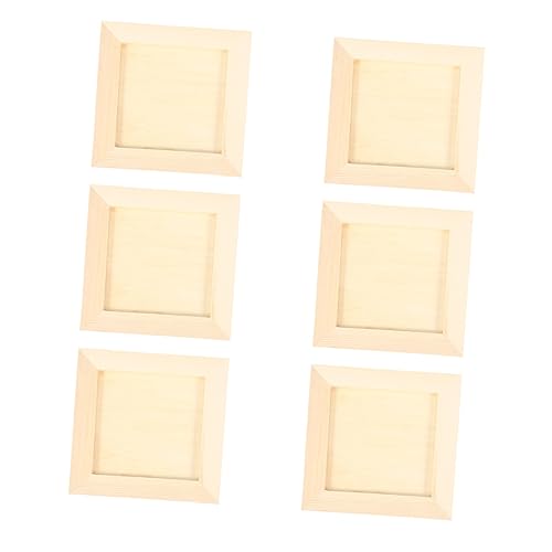 TEHAUX 6pcs DIY Blank Wooden Photo Holders Boys and Girls Art Project Frames Clay Wooden Picture Frames for Children's Artwork