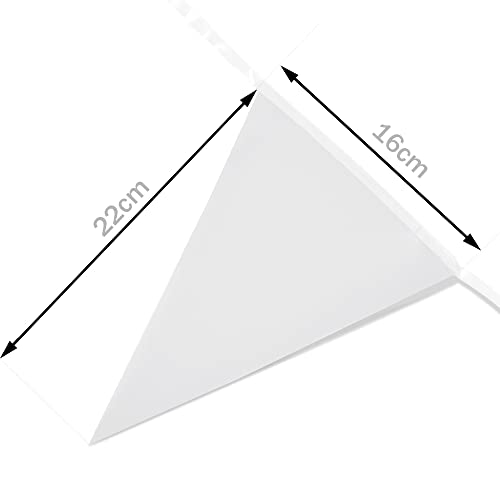 20m 52pcs White Pennant Bunting,Polyester Fabric Reusable Triangle Flags Banner for Indoor Outdoor Birthday Party Wedding Decorations