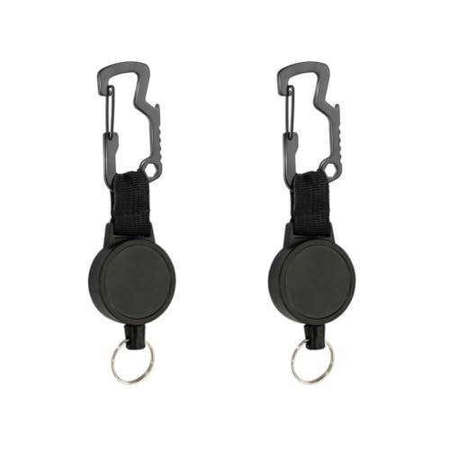 Magik US 1-2Pc Retractable Key Chain Multifunctional Carabiner Badge Holder Anti Lost (2 Pack)