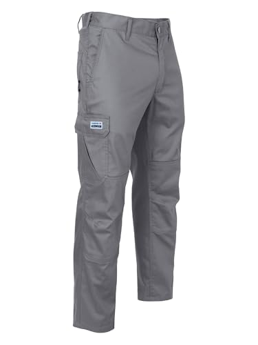 VANDISI FR Ripstop & Waterproof Pants for Men 6.5oz Flame Resistant Pants 100% C 6-Pockets with Double Reinforced Knees CAT2 Dark Grey