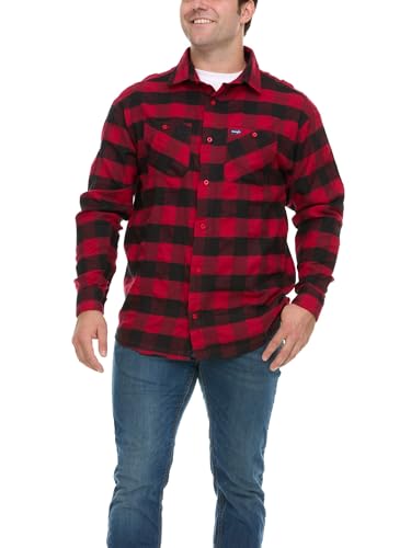 Wrangler Big and Tall Flannel Shirt for Men – Mens Button Down Plaid Shirt
