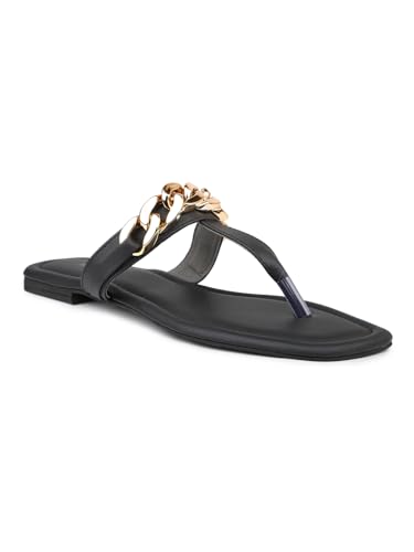 Inc.5 Women Black Embellished T-Strap Flats (B0C6FDQDBM) Amazon Price History, Amazon Price Tracker