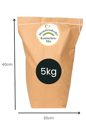 Kaninchenfutter 5kg Memmendorfer Kaninchenmix, Hochwertiges Futter mit Gerste, Kräuter und Luzerne aus Deutschland, Alleinfuttermittel für Kaninchen