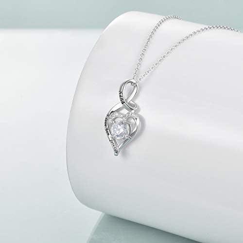 YFN Sterling Silver Daughter/Nana/Grandma/Sister I Love You Forever Heart Necklace Jewellery Gifts for Women Girls