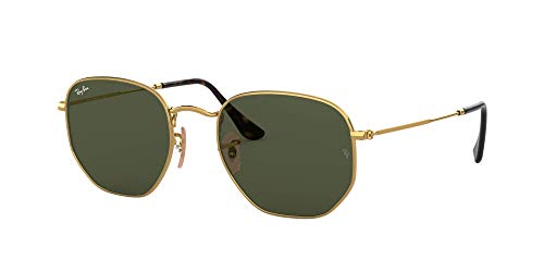 Ray-Ban Hexagonal Sunglasses,51mm,Gold/Green