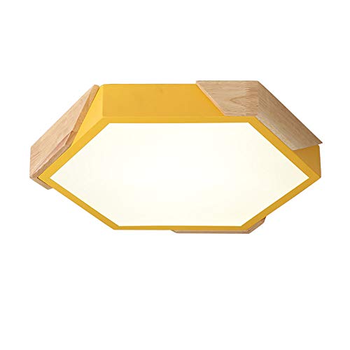 Lumière de chambre LED jaune 40cm plafonnier créatif tricolore six-face