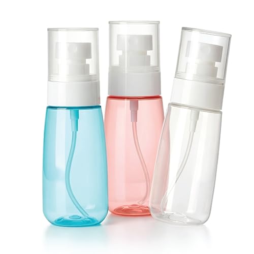 Red Dot Gift 3-Piece Travel Spray Bottle Set - 100ml Leak-Proof Fine Mist Atomizer Refillable Portable Containers for Skincare Perfume Alcohol & Cleaning - PET Material (3 Color Mixed)