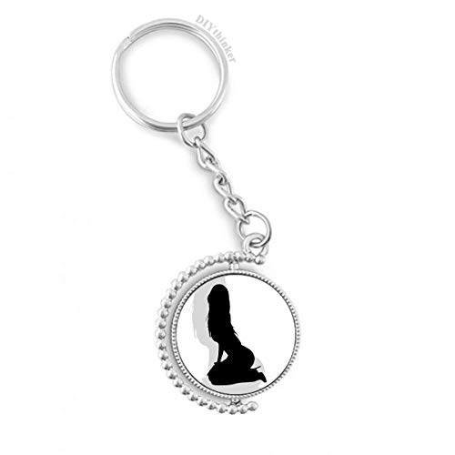 Anneau porte-keyholder rotatif avec motif silhouette hot belle femme pour clé de voiture