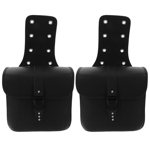 Sacoches de selle moto en PU noir avec sangles de fixation