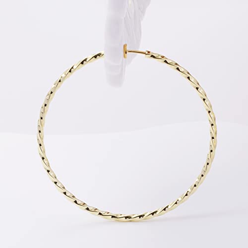 Aretes Clip On Grandes Argolla Enrollada Oro Plata miniatura 7