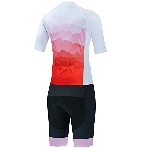 Women\'s Cycling Jersey Set Skinsuit One Piece Bike Shirts Bicycle Shorts Triathlon Suit with Gel Padded