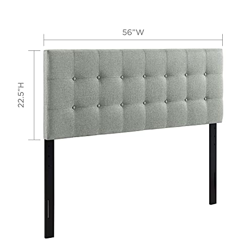 Modway Emily Tufted Button Linen Fabric Upholstered Full Headboard in Gray by Modway - Used condition - Image 2