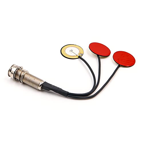 Alnicov Selbstklebende Tonabnehmer Piezo-Wandler 3-in-1-Mikrofonkontakt-Piezo-Tonabnehmer mit Summer, kompatibel für Gitarre, Violine, Ukulele