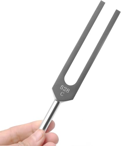 Image of 528 hz Chakra Tuning Fork Healing DNA Repair Brain Body Sound Forks Solfeggio Frequencies 528hz Diapason Medical with Silicone Hammer Cleaning Cloth
