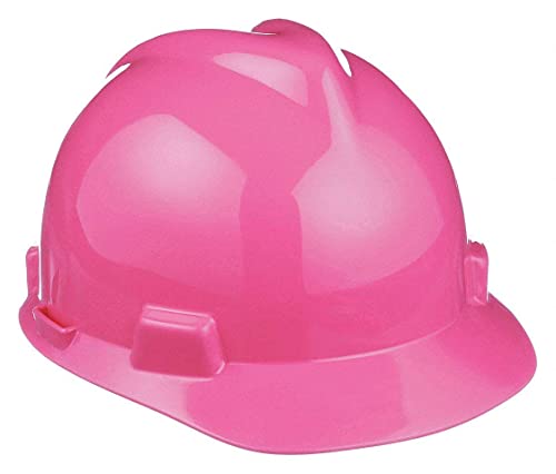 Msa 10155231 V-Gard Cap Style Safety Hard Hat With Staz-On Pinlock Suspension | Polyethylene Shell, Superior Impact Protection, Self Adjusting Crown Straps - Standard Size In Hot Pink #TOP4