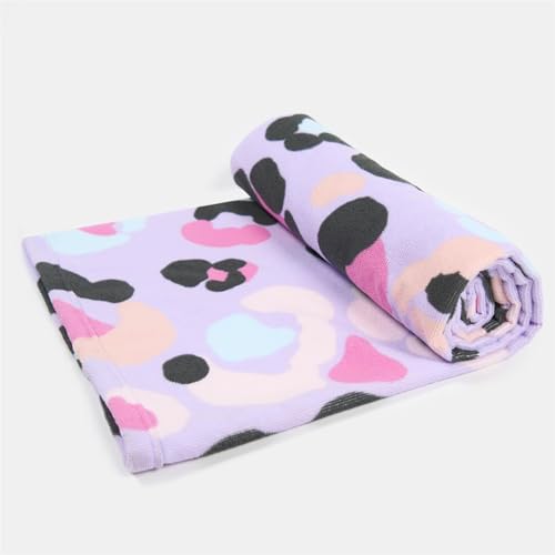 Brentfords Beach Towel Pastel Leopard Print, Soft Quick-Dry Microfibre Swimming Towel For Poolside or Beach Days Holiday Essentials For Kids & Adults, Lilac-71x152cm