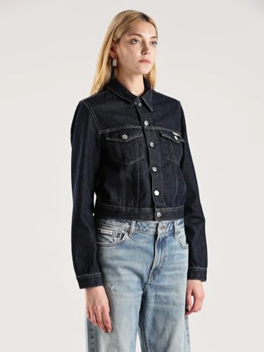 Calvin Klein Damen Jeansjacke 90'S Denim Jacket Cropped Fit, Blau (Denim Rinse), L – Ansicht 6