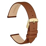 WOCCI 12mm Bracelet de Montre élégant pour Femme avec Boucle en Or (Marron Terre Cuite)