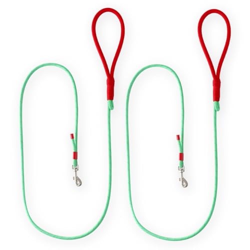 Wagtime Club 2 Pack Rope Dog Leash, 4.5 ft Lightweight Premium Rope Leash with Comfortable Padded Handle, Reflective Dog Leashes for Small and Medium Dogs, Kid-Friendly Family Set