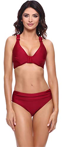 Merry Style Coordinato Bikini Donna P750112S (Rosso Scuro Brillante, EU (80 G/40) = IT (3 G/46))