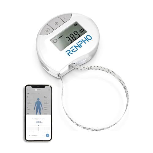 RENPHO レンフォ スマートボディメジャー スマホ連動 巻き尺 自動巻取り式 1.5M ダイエット用 メタボ対策 裁縫メジャー...