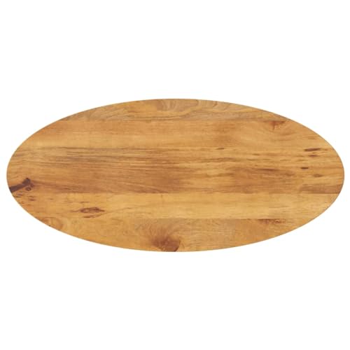 Qnhdfrt Tavolo da tavolo 120 x 50 cm, ovale, in legno di mango, effetto rovere, rustico, moderno, spessore 3,8 cm, multiuso, per cucina, ufficio, balcone, sala da pranzo