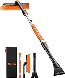 AstroAI 47.2' Ice Scrapers for Car Windshield and Extendable Snow Brush with Foam Grip and 360° Pivoting Brush Head for Auto Car Truck and SUV(Orange)