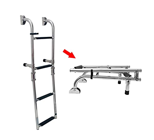 Escalera plegable para piscina con 4 peldaños de acero inox miniatura 2