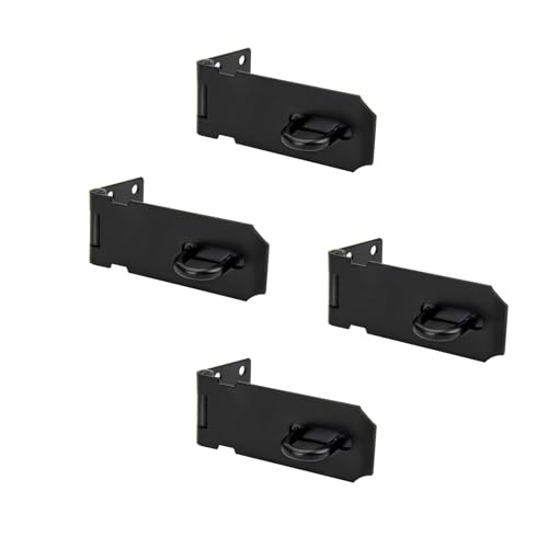 Bustlwor 4 Candados con Cerrojo de Acero Inoxidable de 3 Pulgadas, Soporte para Candado de Puerta Negro, Cierre de Candado de Acero Inoxidable, Adecuado para Puertas, Ventanas, Armarios