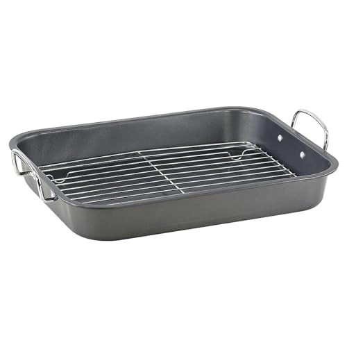 Non-Stick Roasting Tin Dish Tray Deep Carbon Steel Pan with Rack Oven Safe Baking - Image 5