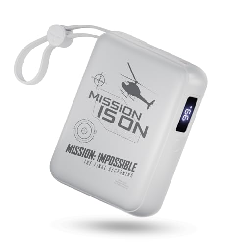 Image of Mobilla x Mission: Impossible - MPower X2 Limited Edition Powerbank | 27W High-Speed Output | 10000mAh Battery | Built-In Type-C & Lightning Cables | Dual Fast Charging Ports | Battery Display (White)