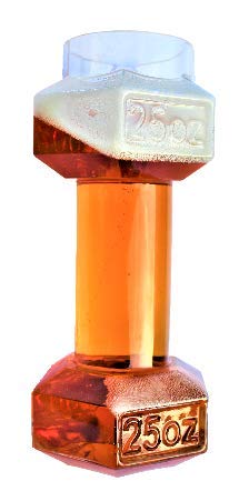 Dumbbell beer glasses, shipped in robust packaging with "25OZ" molded on side, each glass holds 25 ounces of beer; a funny present for both men and women (1, Not personalized)