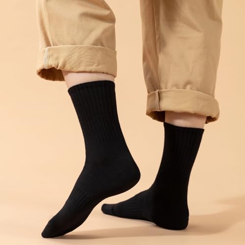 Ndoobiy 6 Pairs Mens Cotton Crew Socks for Men Size 9-11 Size 10-132