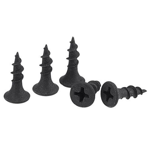 sourcing map 150 Stück Holzschrauben Kreuzschlitz Flachkopf Kohlenstoffstahl Blechschrauben #8 x 5/8 Zoll Schwarz