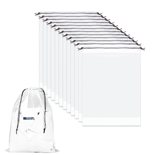10 Piezas Bolsa Zapatos Viaje, 40 x 30cm Transparente Bolsas Zapatos Bolsa Almacenamiento Resistente Agua Ahorro Espacio Drawstring Shoe Bags para Viajes Hogar
