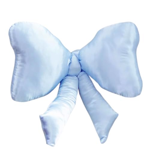 Bow Pillow – Big Coquette Throw Pillow – Bow Shaped Pillow – Silky Satin – Coquette Decor – Bow Room – Baby Blue Pillow – Nursery Decorations – Cute Room (Baby Blue)