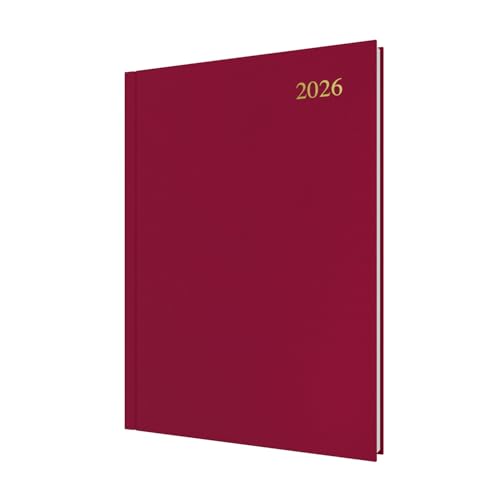 Collins - Essential - 2026 12 Month Calendar Year Planner Day-To-Page Diary A4 Hard Cover - Maroon (ESSA41.78-26)