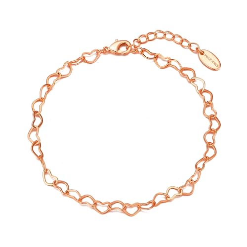 Philip Jones Rose Gold Plated Heart Link Bracelet