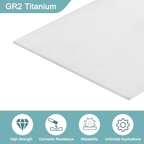 Image of uxcell 1Pcs GR2 Titanium Plate Sheet, 100x100x1.5mm Titanium Alloy Metal Sheet for Industrial Machinery Metalworking (4 inchx4 inchx0.06 inch)