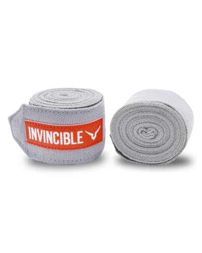 Image of INVINCIBLE Nylon Mexican Style Semi-Stretch Hand Wraps (Grey, 4.5 Meter)