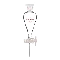 stonylab Scheidetrichter Glas, Borosilikatglas 125 ml Scheidetrichter Heavy Wall Conical Separatory Funnel Trichter mit Glas Absperrhahn 19/26 Gelenk und PTFE-Absperrhahn, 125 ml