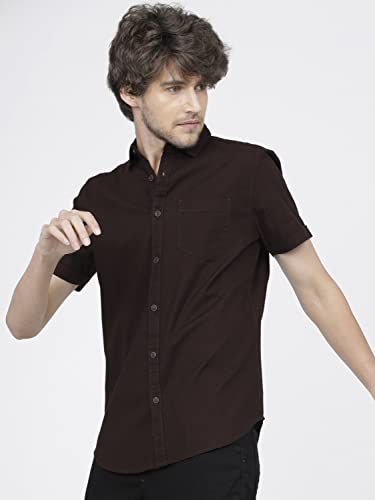 Image of Ketch Men's Cotton Slim Fit Solid Half Sleeve Shirt