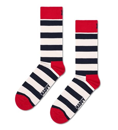 Happy Socks Classic Black,White and Red- Stripes and Dots Crew Socks-Made with Organic Cotton-Small/Medium-3-Pack4