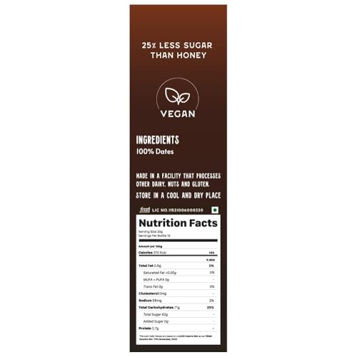 Image of Brawny Bear Date Syrup, Healthy Sugar Substitute, 100% Natural Arabian Date Syrup with No Added Sugar and Preservatives, Vegan, Natural Sweetener for Toppings, Baking, Cooking, Low GI - 140gm