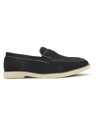 Image of STANPHORD Men Suede Formal Loafer Shoes | Round Toe Slip-On Moccasins | PU Leather Cushioned Anti-Slip | Office Party Business Casual Wear (TPSG 7086)