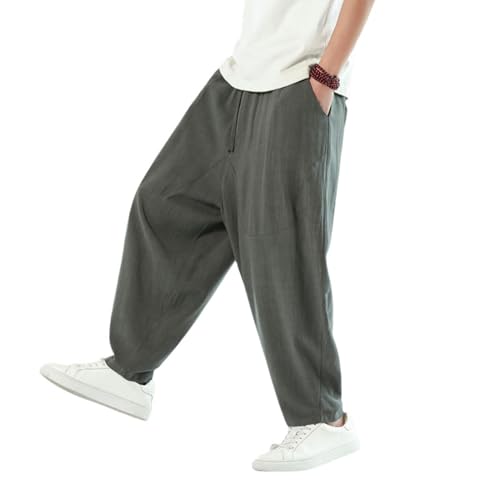 Pantalon homme coton lin casual ample style chinois rétro été