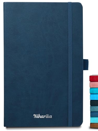 Image of DOODLE Personalized A5 Executive PU leather Notebook Diary for Men Women | Corporate Diary with Elastic Band, Ribbon Bookmark & Pen Loop | Hard Bound 160 pages | For Office and Personal use - Blue