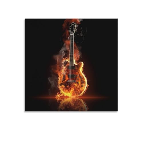 Toile murale abstraite guitare de feu pour raviver un mur blanc triste 70x70